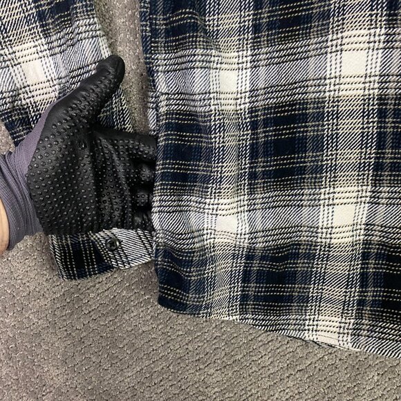 Orvis Flannel Shirt Jacket Shacket Men's Large Gray Black Shadow Plaid Check - Picture 3 of 13